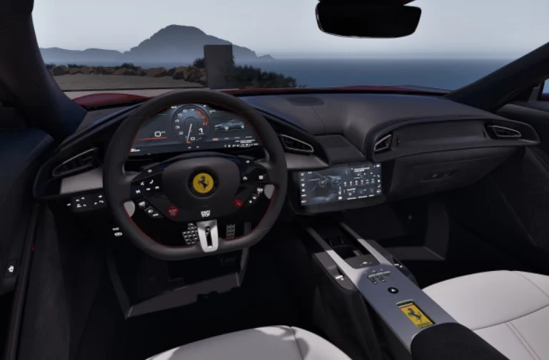 法拉利 Amalfi 26款 3.9T V8 标准(红/白) 配置效果图 · 驾驶舱